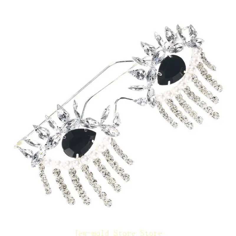 C71B Stylish Eyeglass Frame with Fringe Decoration Elegant Face Jewelry for Daily Life Parties Gatherings and TravelsW251029