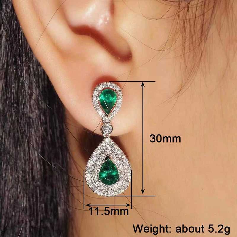 Huitan Gorgeous Women Drop Earrings with Pear Shaped Green Cubic Zirconia Wedding Engagement Temperament Elegant Lady JewelryW251029