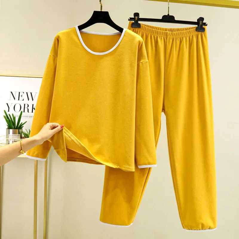 Autumn and winter new womens warm autumn clothes and trousers suit pajamas long sleeved trousers Darlon large size home clothesT251029
