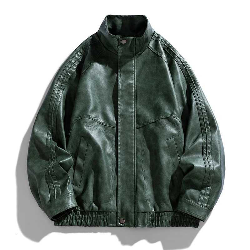 Men Fashion Retro Lapel Windproof Coat New Simplicity Loose Solid Leather Jacket Autumn Winter Casual Comfort Versatile Tops MenT251029