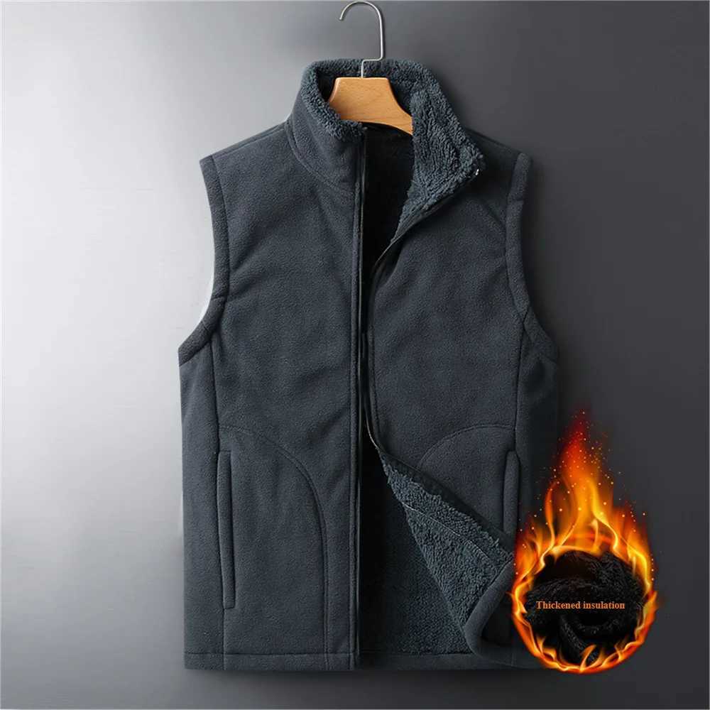 For autumn and winter mens woolen vests velvet sleeveless thermal vests M8XL cashmere plussize standup collar vests W251029
