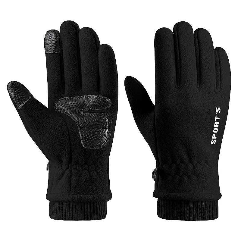 Winter Thermal Cycling Gloves For Men Touch Screen Nonslip Windproof Bicycle Motorcycle Gloves Outdoor Polar Fleece Ski Gloves J251029