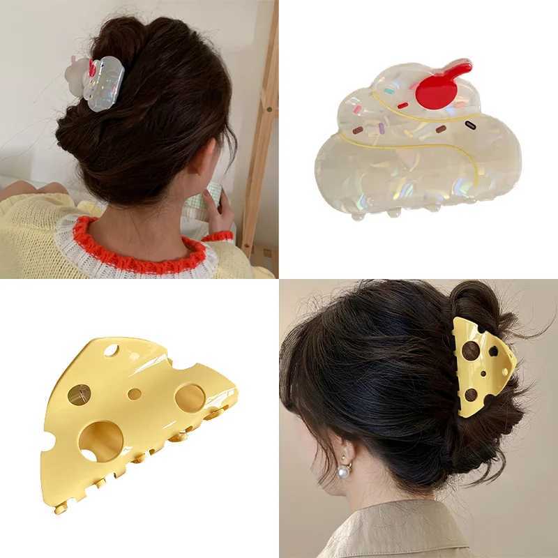Fashion Cute Fun Creative Design Cake Yellow Cheese Hair Clip Ponytail Clip Women Girls Hair Accessories GiftsW251028