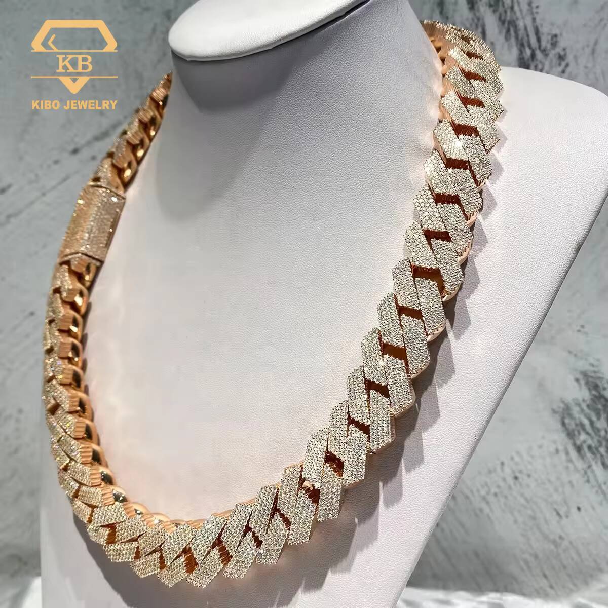 Moissanite Cuban Chain Big 20mm 925 Sterling Silver Rose Gold VVS Moissanite Diamond Hip Hop Moissanite Cuban Link Chain for Men