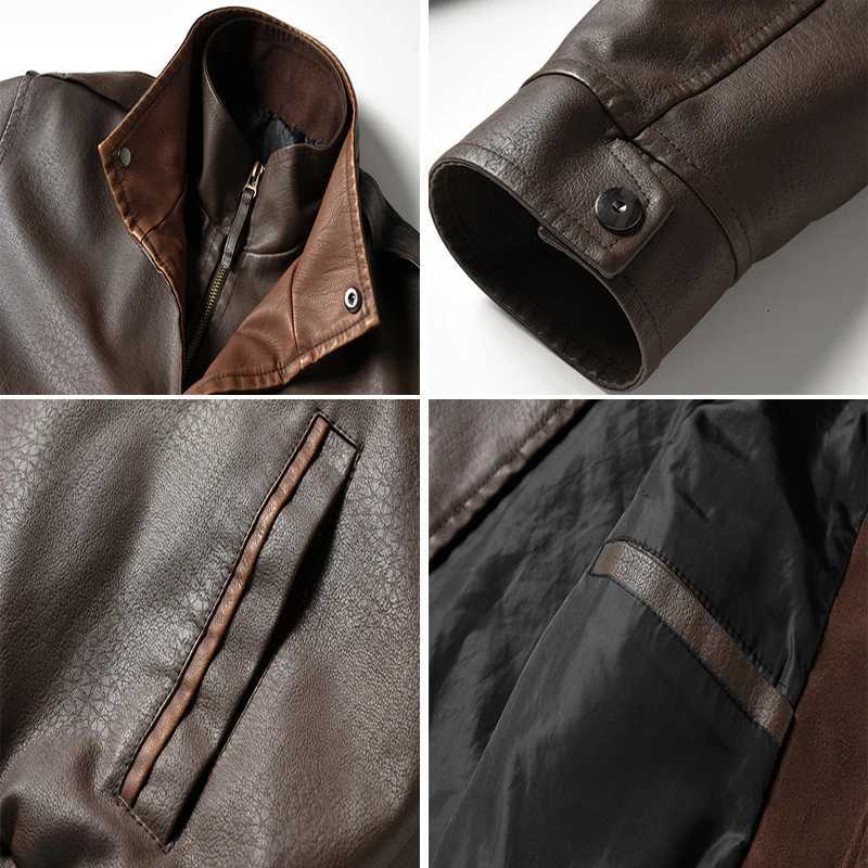 Spring Autumn Mens PU Leather Jackets Fashion Man Retro Windbreaker Motorcycle Coats Man Business Zipper Leather Jacket ClothingT251029
