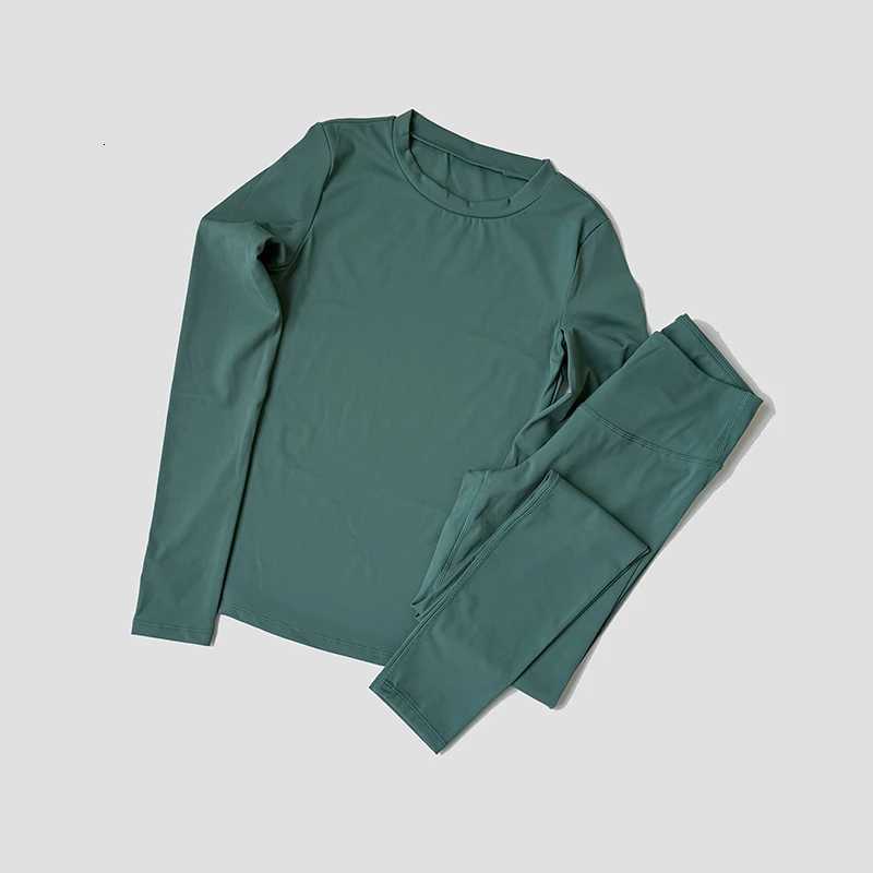 2PCS Yoga Set Women Long Sleeve Crop Top Workout Set Sportswear Gym Clothing Fitness High Waist Leggings Sports SuitsXJ251029