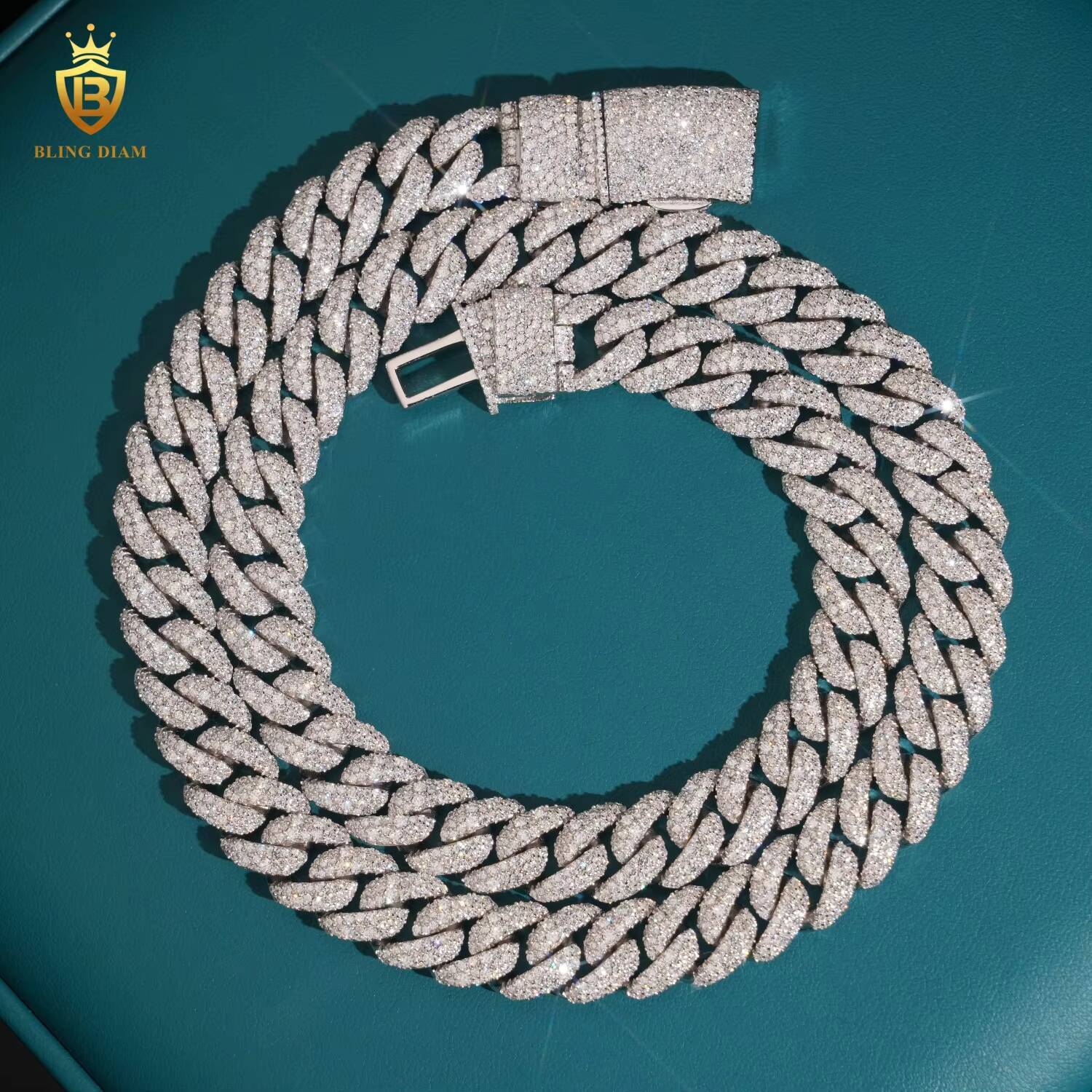 Wholesale 12mm Rock Jewelry Miami Iced Out Cuban Link Chain Moissanite in S925 Silver for Rapper Bracelets Necklace