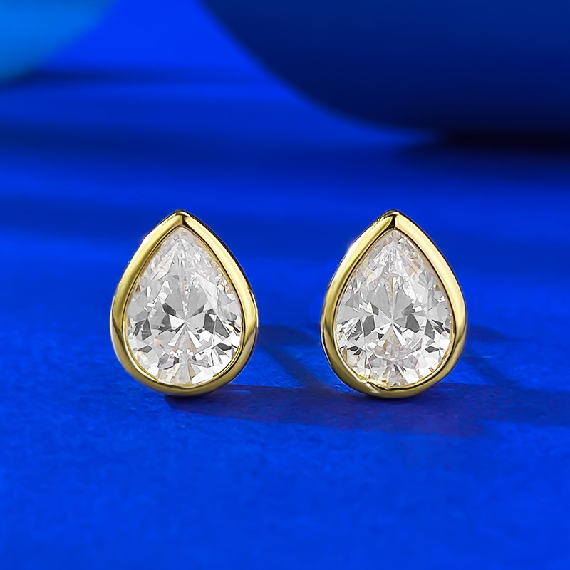 Choucong Stud Earrings Women Simple Fashion Jewelry Real 100% 925 Sterling Silver Pear Cut White Lab Moissanite Diamond Water Drop Lady Earrings Lover