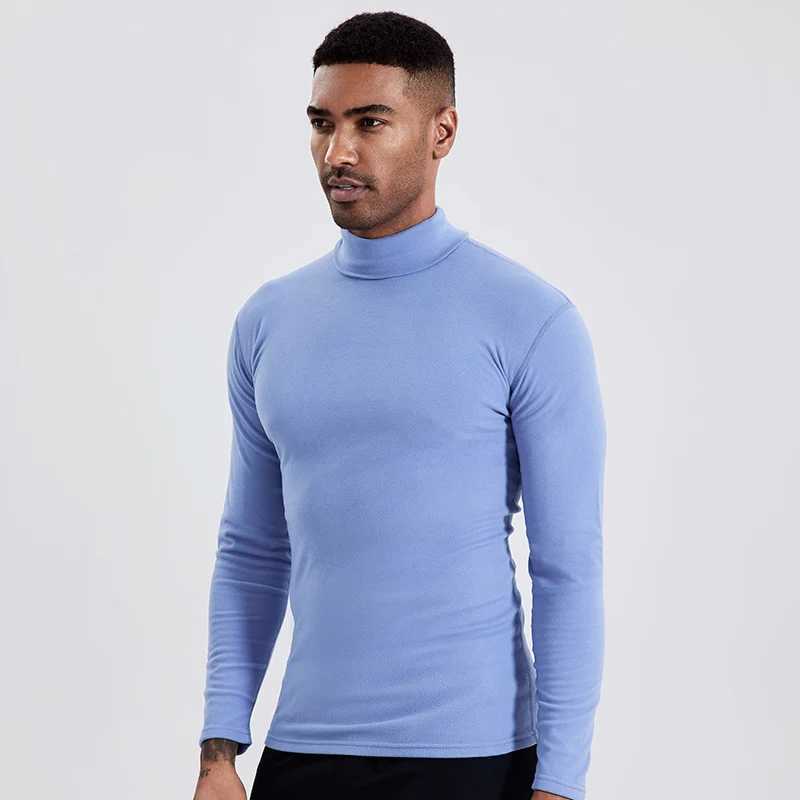 Mens autumn and winter plus size solid color turtleneck bottoming shirt casual Joker fashion young men long sleeve warm T J251029