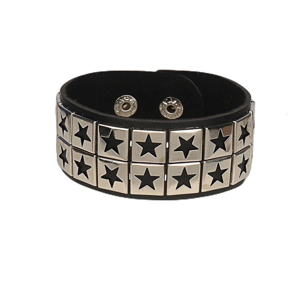 DIEZI Punk PU Leather Goth Wrap Bracelet Women Men Vintage Harajuku Star Skull Rivet Chain Bracelet Bangles Halloween Jewelry 251028