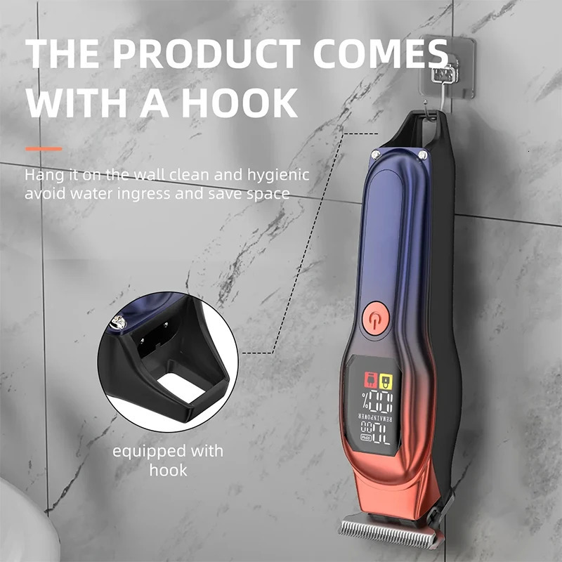 Rechargeable Professional Hair Clippers Digital Display Low Noise Hair Clippers with Auxiliary Light Hair Trimmer Kit 251029