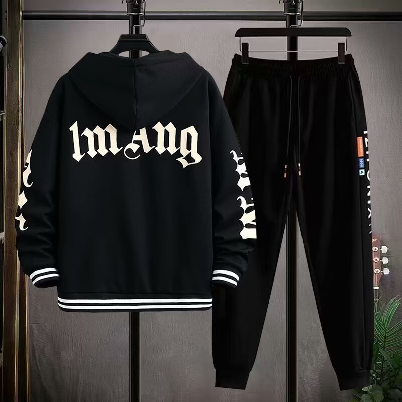 Autumn Men Tracksuit Casual Joggers Hooded Spring Sportswear Jackets Pants 2 Piece Sets Hip Hop Running Sports Suit 240819 - view 5