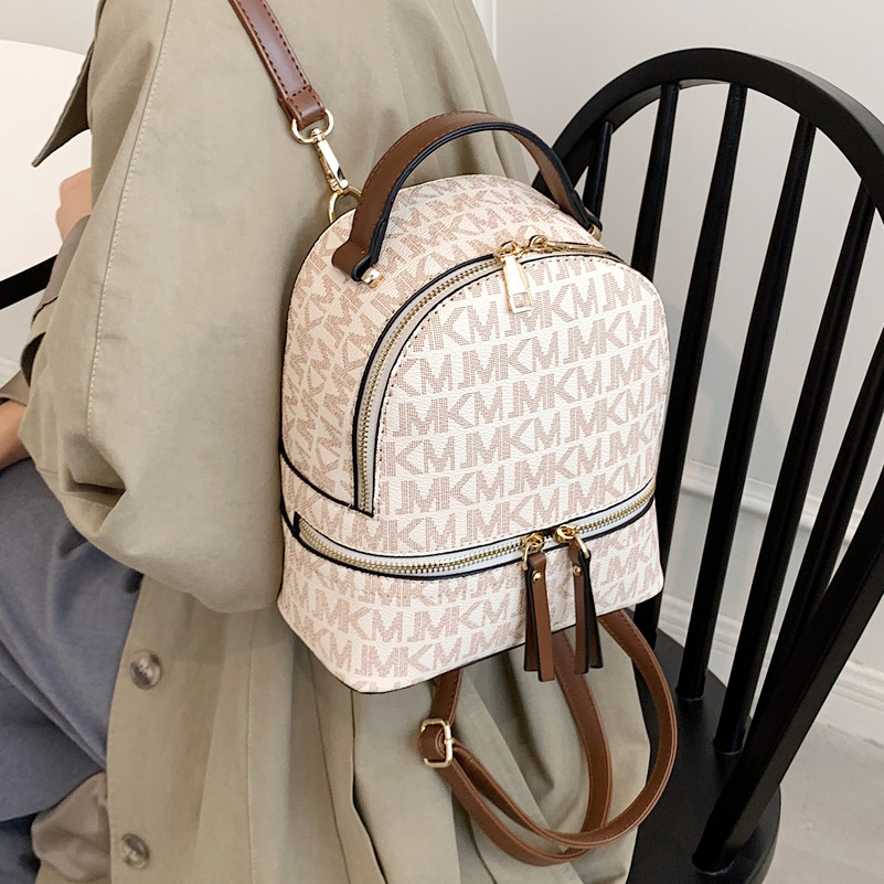 new bag women's backpack fashion trend letter bag PU texture travel bag student backpack