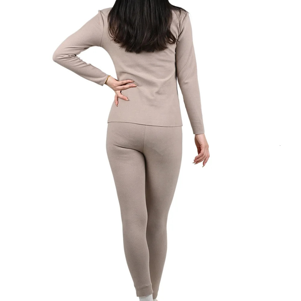 Womens Warm Underwear Set Seamless Thick Double Layer Winter LongSleeved Long Pants 2 Pcs Pajama 251029