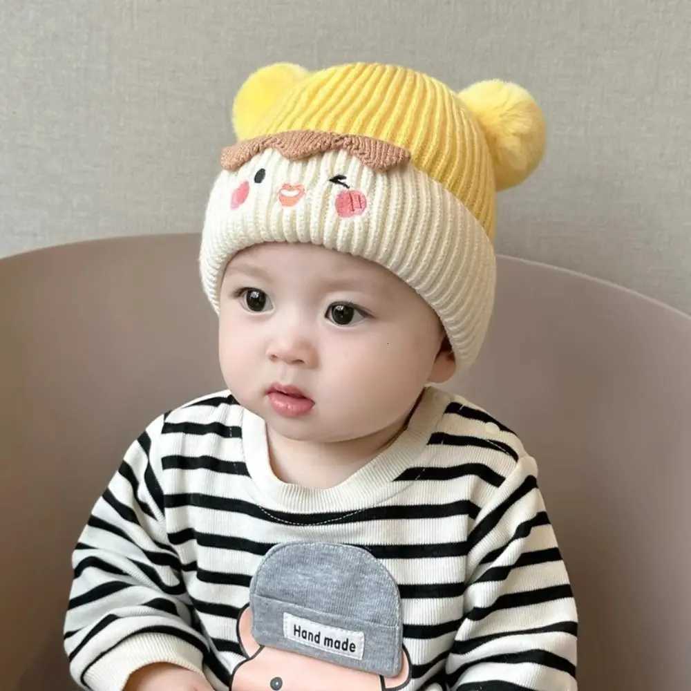 Fashion Cute Beanie Cap Knitted Thicken Knitted Hat Toddler Plush Ball Ear Protection Cap251028