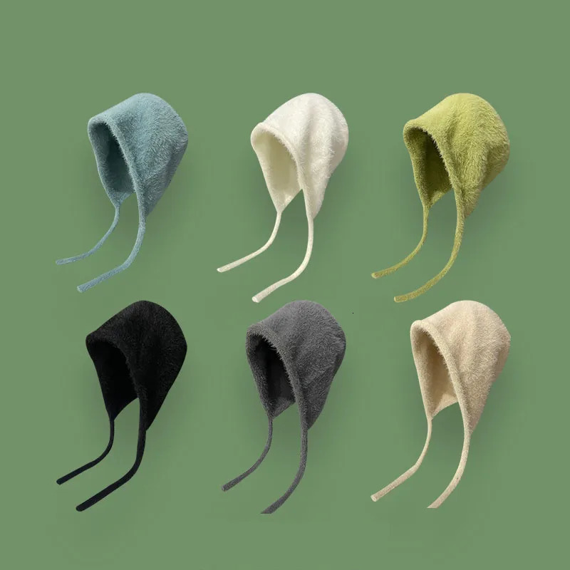Y2K Cute Beanie Autumn Winter Women Warm Japanese Knit Hat Pile Caps Men Ear Protection Tie Pullover Hat Gorro Bonnet 251029