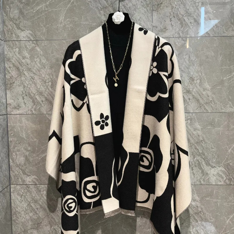 Elegant Women Flowers Soft Pashmina Scarf Long Shawl Wraps Autumn Winter Neckerchief Spring Summer Travel Cape Echarpe 251013