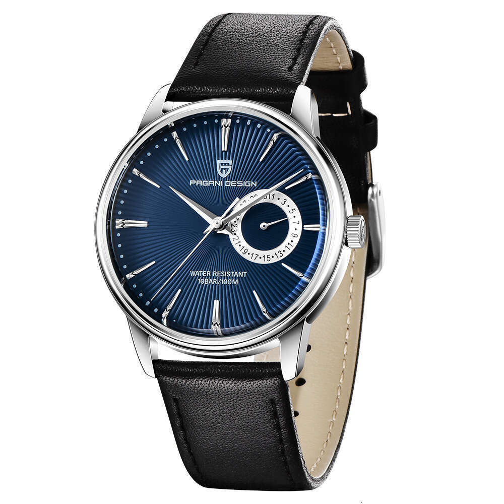 PAGANI DESIGN Men's Watch Leather Strap Simple Design Calendar Day Small Pointer PD-1654