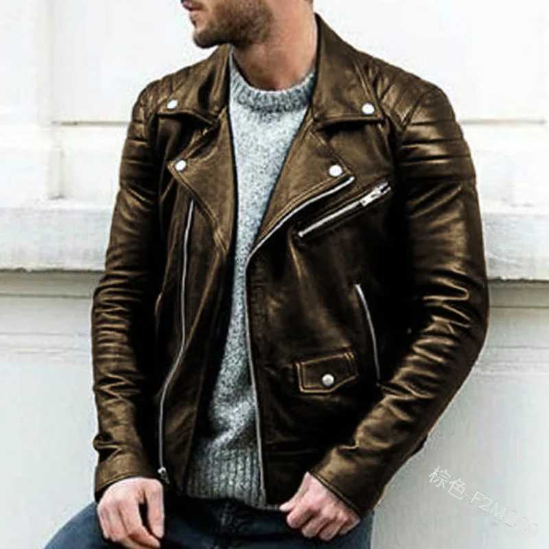 Men PU Leather Coat Teen Stand Collar Punk Male Motorcycle Leather Jackets Faux Leather Zipper Handsome Coats JacketsT251029