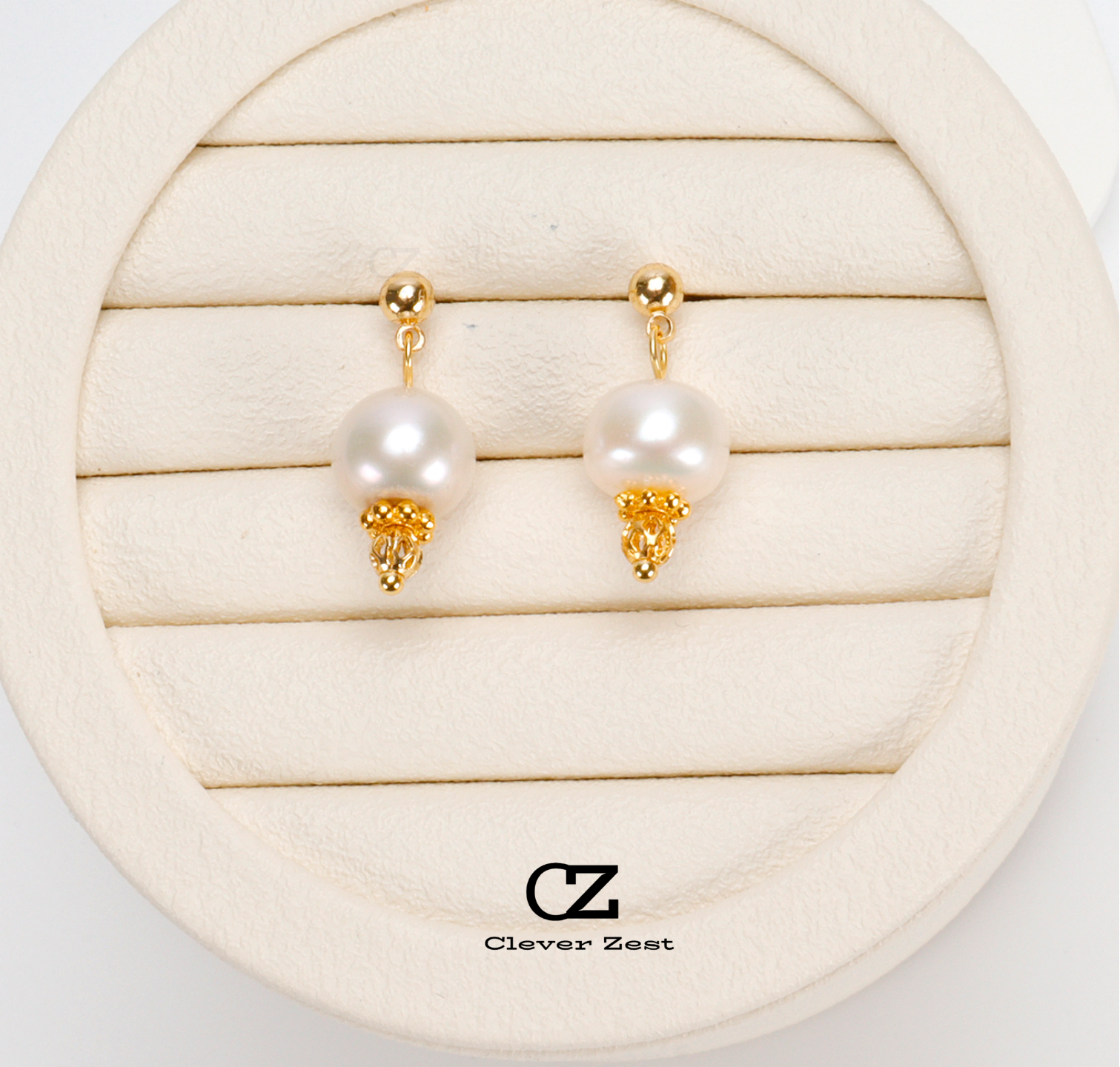 Natural White Near-Round Baroque Pearl Earrings 14K Gold-Filled Fashionable Versatile Trend-Setting Anniversary Gift Best Friend Gift