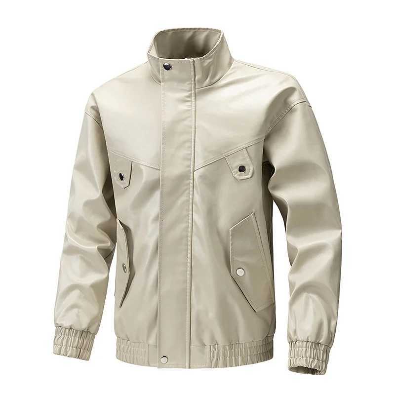 Men Stand Collar Jacket New Spring Autumn Pu Leather Jacket Fashion Motorcycle Causal Coat Mens Moto Biker Leather CoatT251029