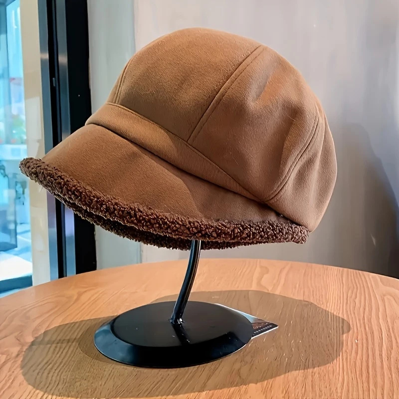 Womens Thick Fisherman Hat Thick Velvet Warm Hat Large Brim For Winter Warmth And Anti Separation Ear Protection 251029