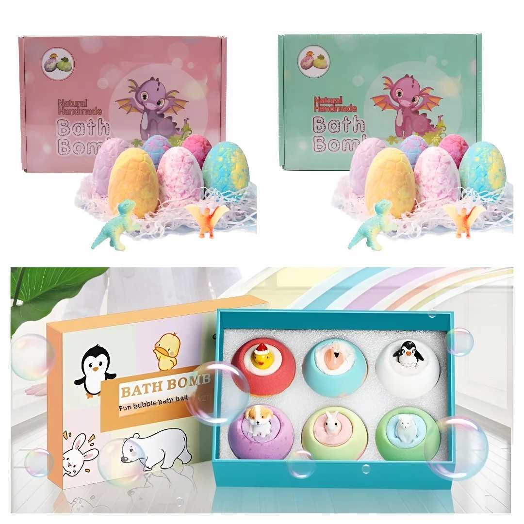 6PCS Childrens Dinosaur Egg Bomb Bath Salt Balls Fun Bubble Bath with Surprising Animal Toys Bathing Childrens Birthday Gifts L251029