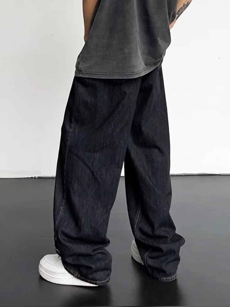 2025 Men HipHop Distressed Jeans Pants Men Ripped Patchwork Denim Pants Male Oversized Loose Casual Streetwear Wide Leg Trousers 251029