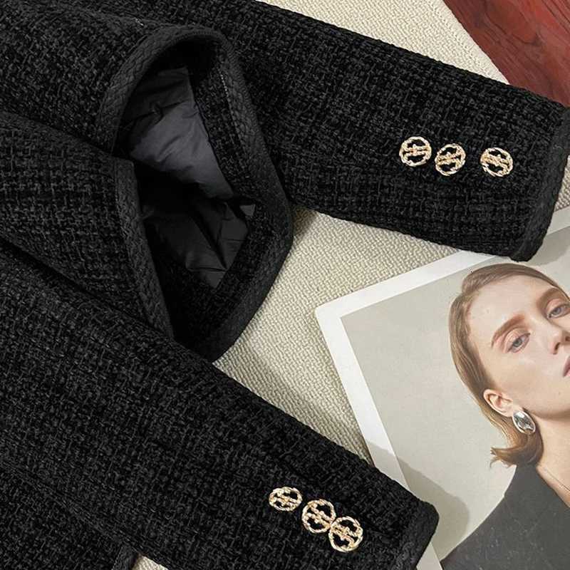 Autumn Winter Womens Tweed Jacket Single Breasted High Street Red Jackets French Casual Fashion Female Cotton Padded Coat1 Y251105