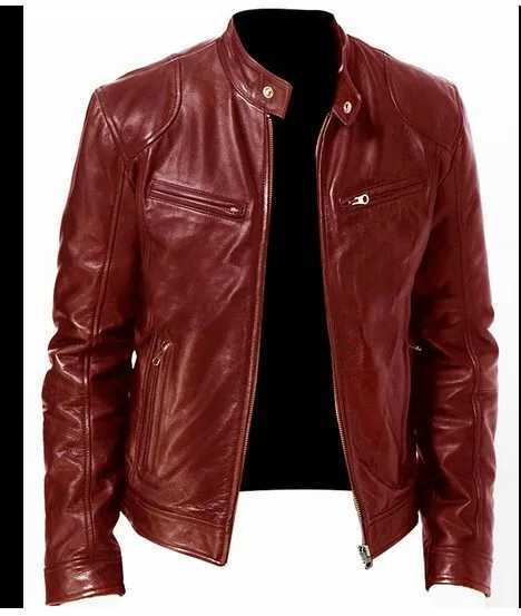 Men Coats Pu Jackets Thick Warm Coat Stand Collar Full Sleeve Zipper Jacket Open Stitch Casual Regular Autumn Winter 2024T251029