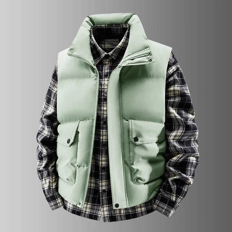 2025 Autumn Winter Sleeveless Parkas Men Popular Standup Collar Vest Mens Fashion Jacket Shoulder Casual Warm Windproof Vests W251029