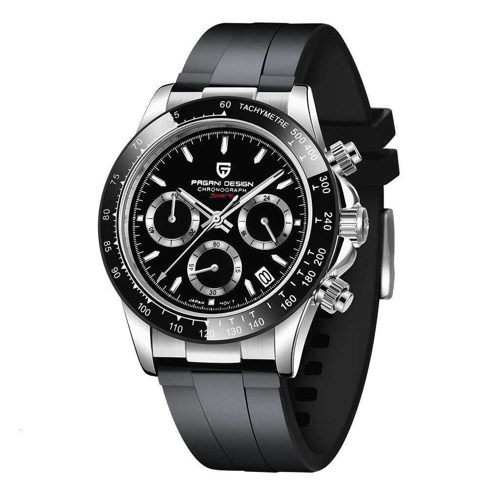 PAGANI DESIGN Novel Functional Chronograph Running Code Luminous Clear Rubber Men's Watch PD-1664