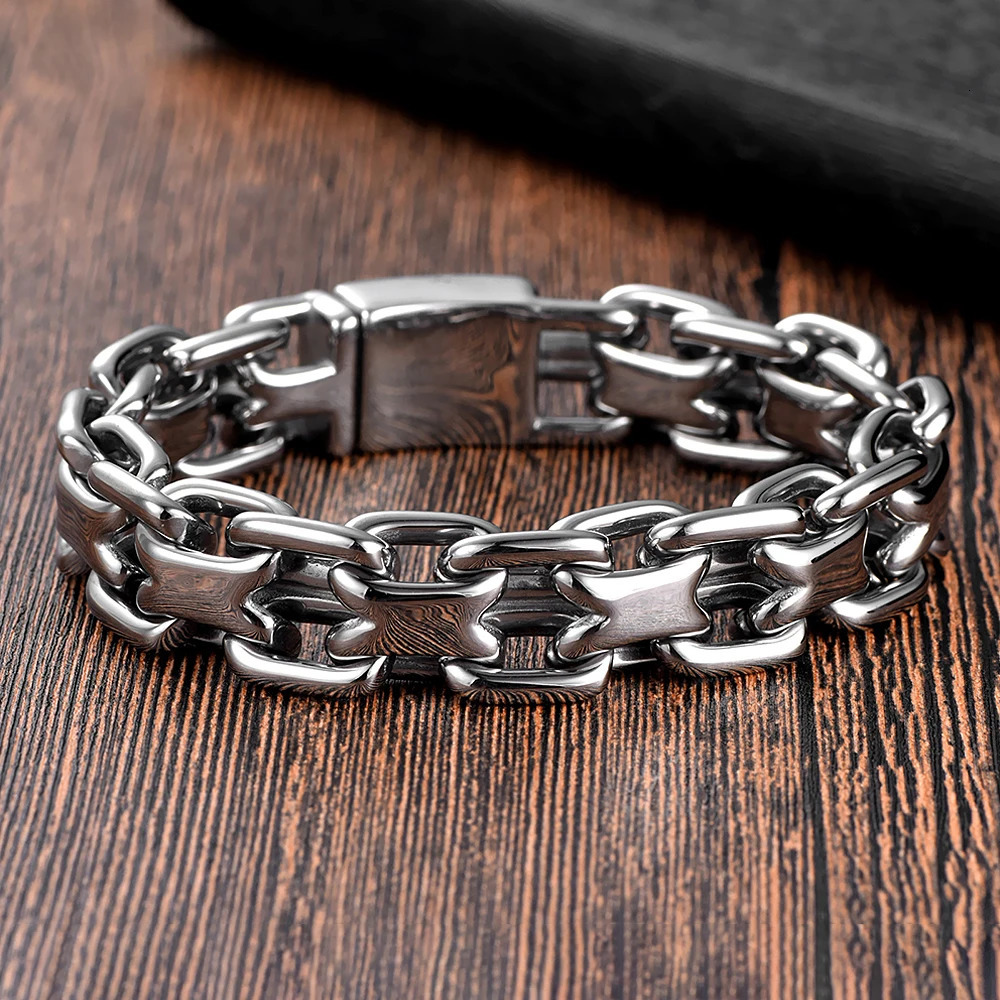 Vintage Heavy Double Zero Link Chain Bracelet For Men Boys Stainless Steel Fashion Punk Cuban Bangles Jewelry Gifts Drop 251028