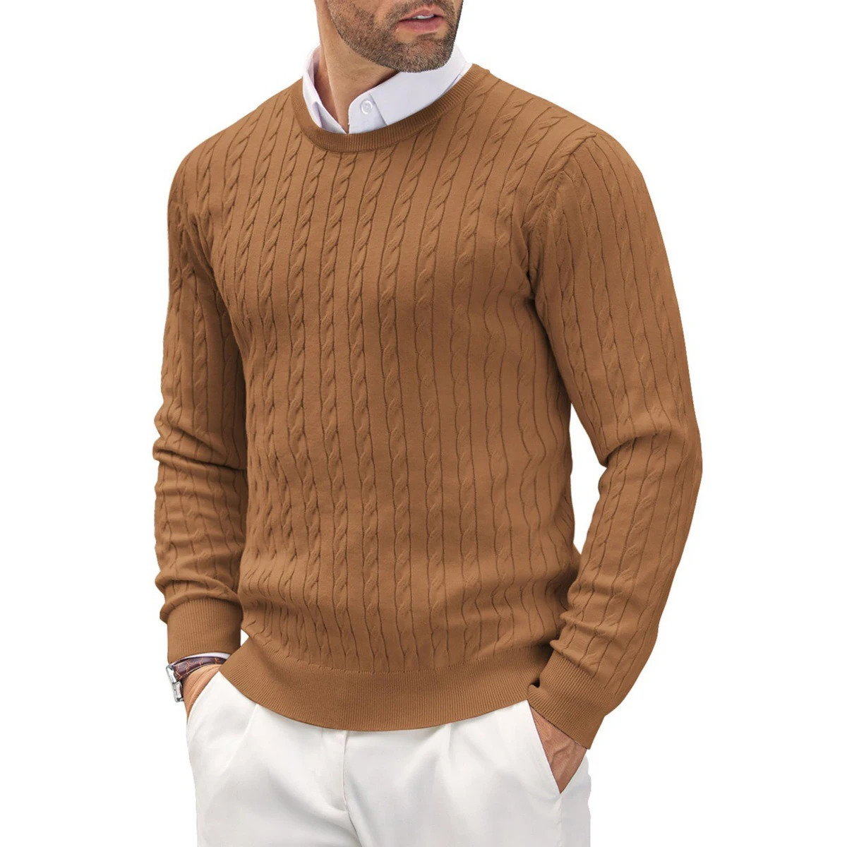 Spring Autumn Mens ONeck Knitted Sweater Fashion Slim Fit Smart Casual Knit Pullovers Men Long Sleeve Knitting Sweaters Top 251029