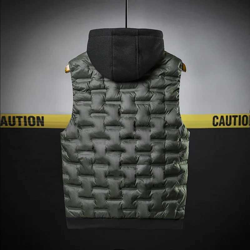 Autumn and winter trendy mens vest large sized loose hooded jacket for men warm sleeveless waistcoat W251029