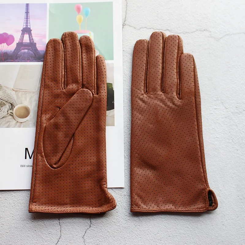 Summer Driving Womens Sheepskin Leather Gloves With Thin Silk Lining Sun Protection and Anti Slip Motorcycle Riding 251013