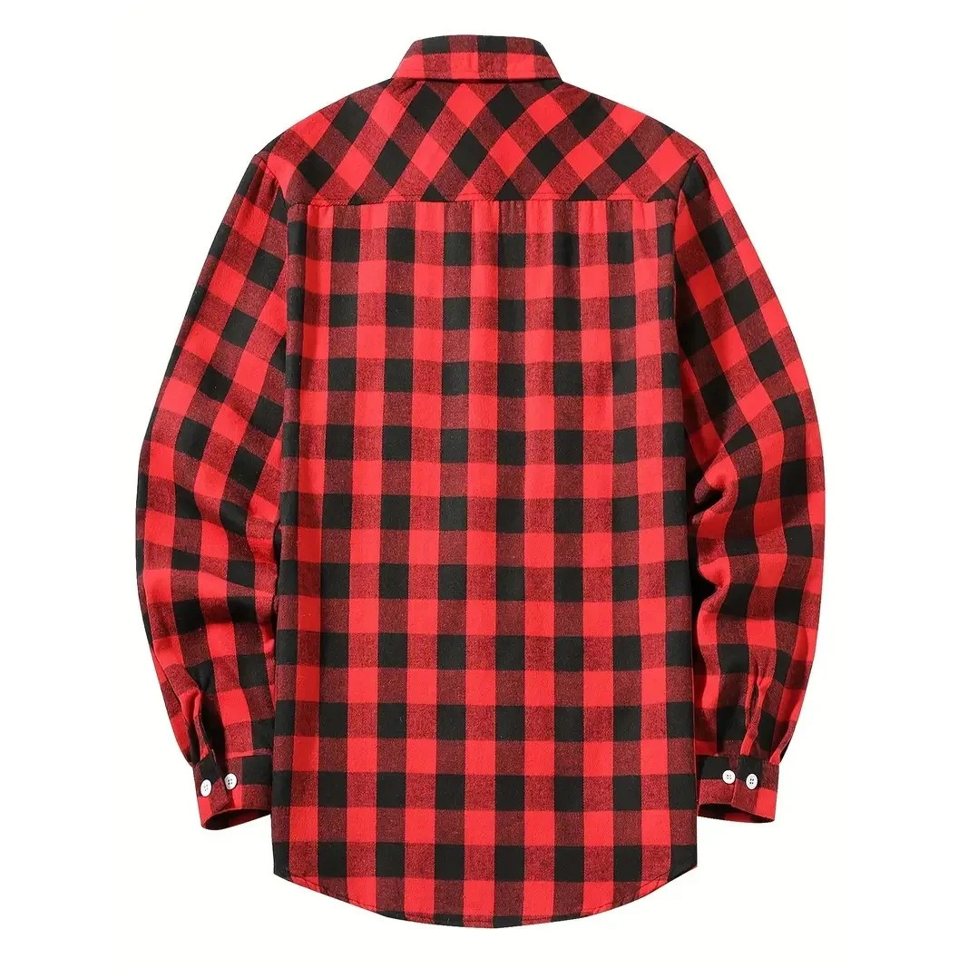 Mens Shirts Single Breaste Classic Plaid Smart Casual Flannel Shirt Long Sleeved Chest Two Pockets n Spring Autumn Men Tops 251029