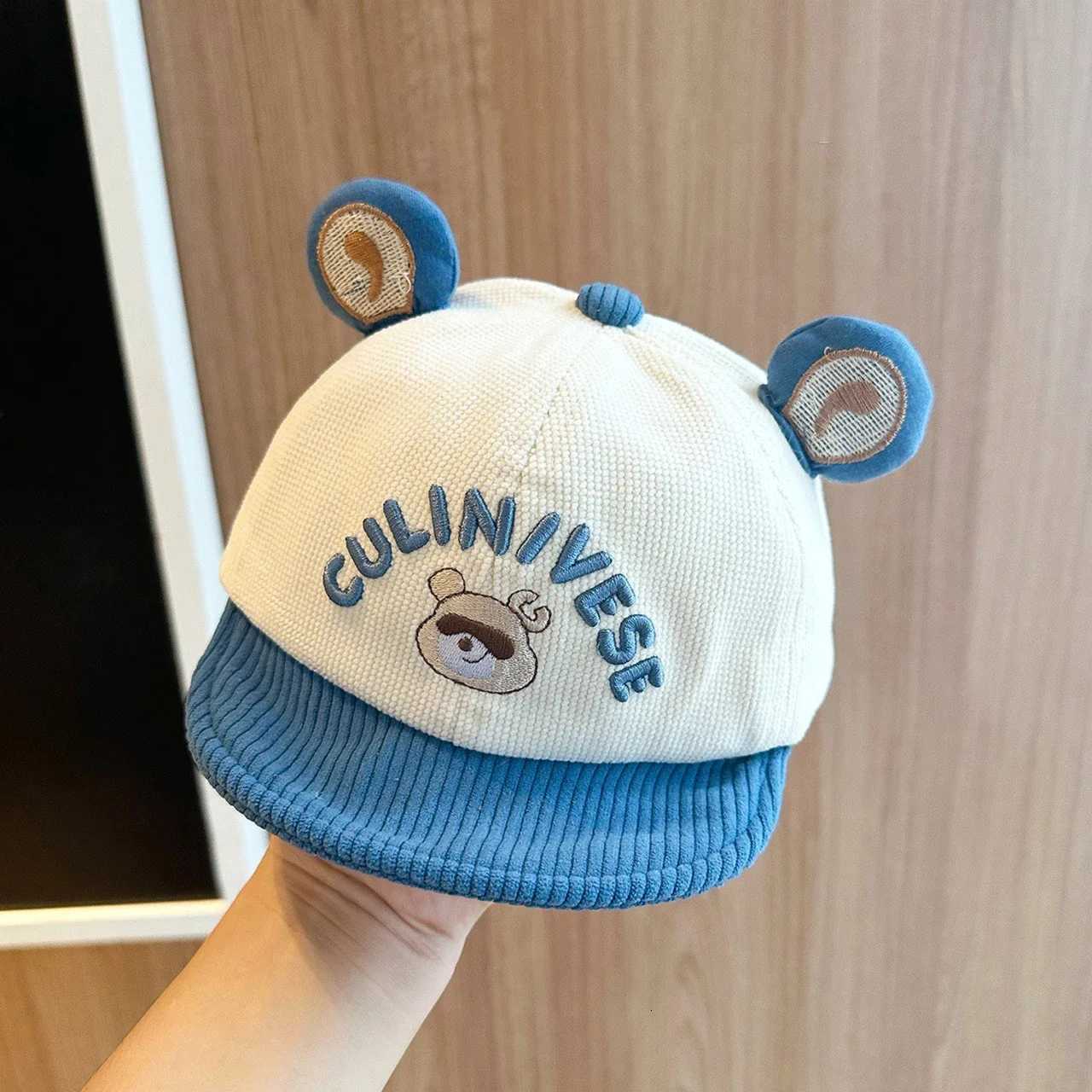 Autumn Winter Baby Baseball Cap Cartoon Warm Corduroy Hat for Toddler Boy Girl Cute Bear Ear Duck Tongue Caps251028