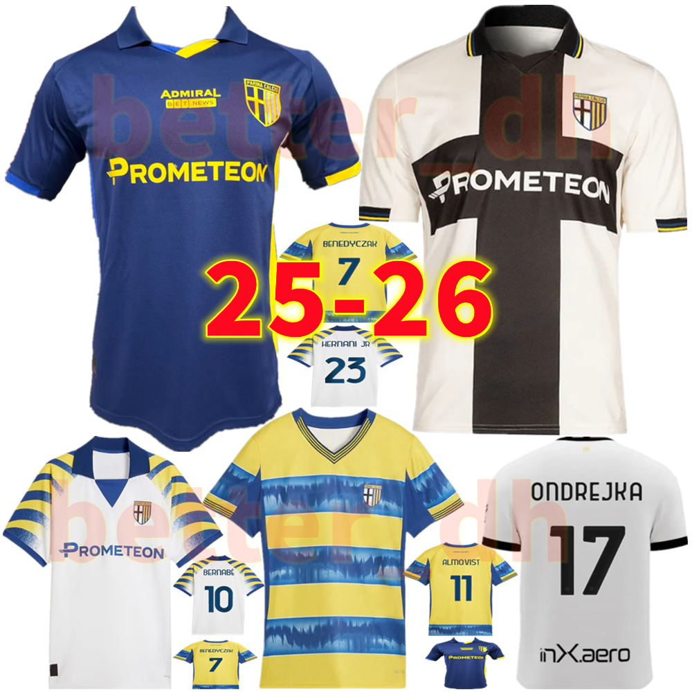 25 26 Parma Soccer Jerseys ONDREJKA CANCELLIERI CHARPENTIER DJURIC 2025 2026 HERNANI PELLEGRINO BERNABE DELPRATO Football Shirts Men Uniforms kids kits