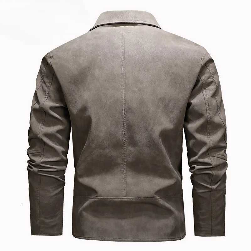 Mens Faux PU Leather Jacket Black Biker Coat with Diagonal Zipper Big Lapel Euro Size Korean Style Trendy Outerwear MotorcycleT251029