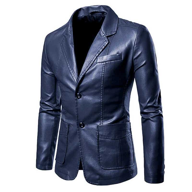 2024 Autumn and Winter New Fashion Trend Solid Color PU Leather Jacket Mens Casual Loose Comfortable Large Size Highend CoatT251029