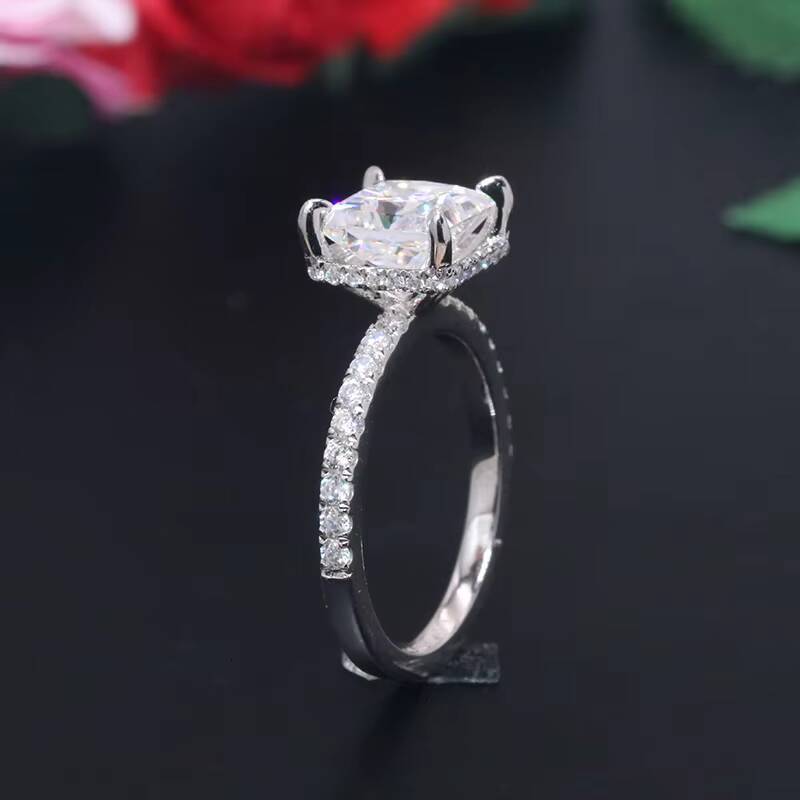 Yingma Fine Jewelry 925 Silver 14k 18k Solid Gold 2ct Princess Cut square Moissanite Ring