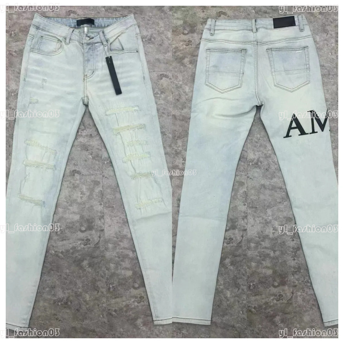 Amira Jeans Mens Jeans Men Luxury Knee Hole Straight Jean Retro Street Wear Amirijeand Denim Jeans Motorcycle Sweatpants Casual Designer Jogger Pants 256