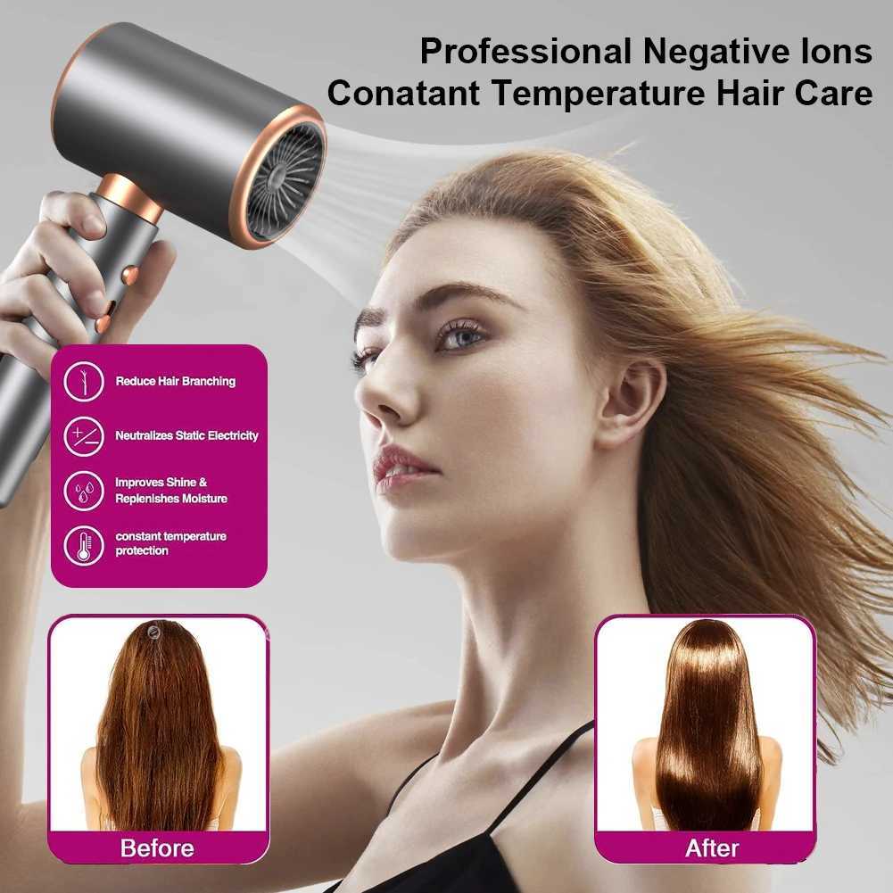 Negative Ion Blow Dryer 3rd Gear Professional Hair Dryer with Hot Cold Wind Air Brush Function Strong Power Salon Tool L251029