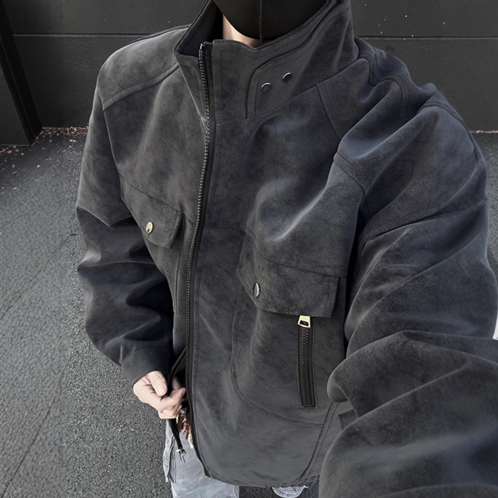 Designer Jacket American Style PU Leather Jacket For Men Spring And Autumn Short Trendy Brand Stand Collar Workwear Flight Jacket With High-end Feel