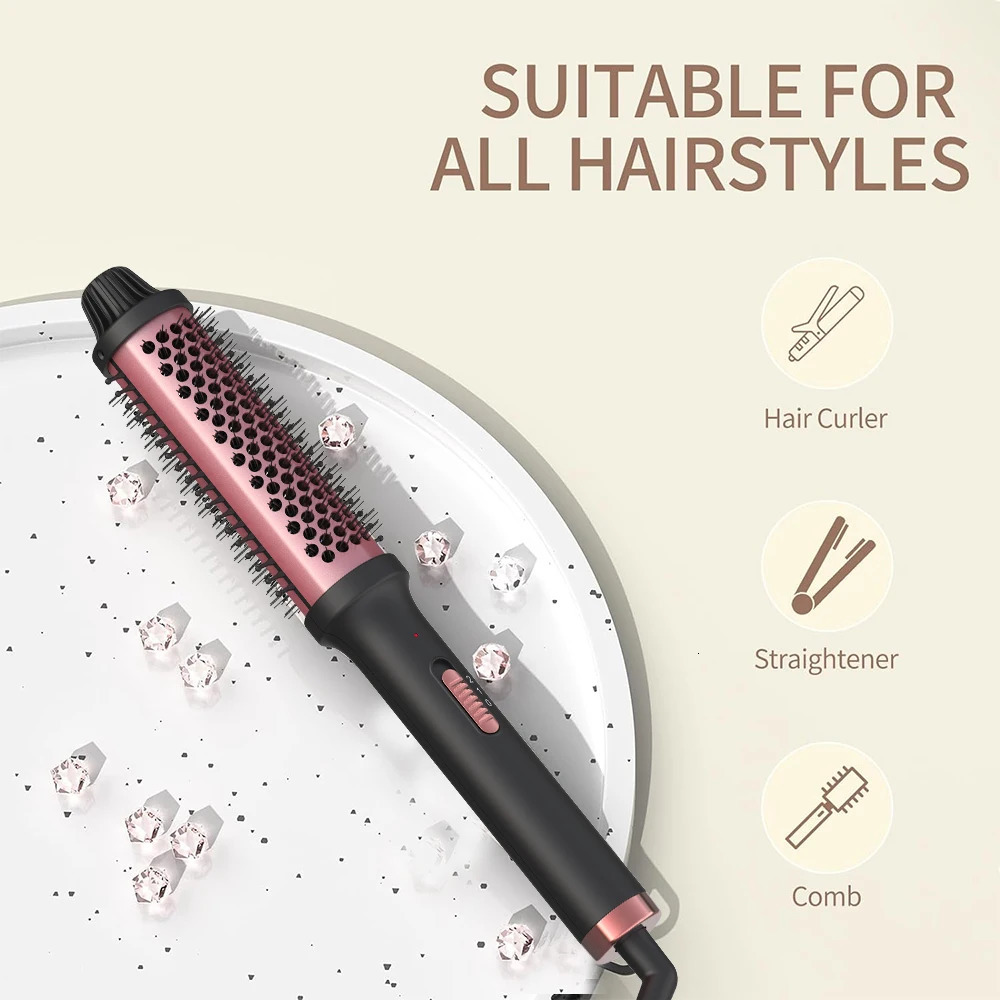 LISAPRO Curling lron Brush 2 in 1 Electric Hair Comb Negative lon Hair Dryer Styling Appliances Portable Professional Hair Strai 251029