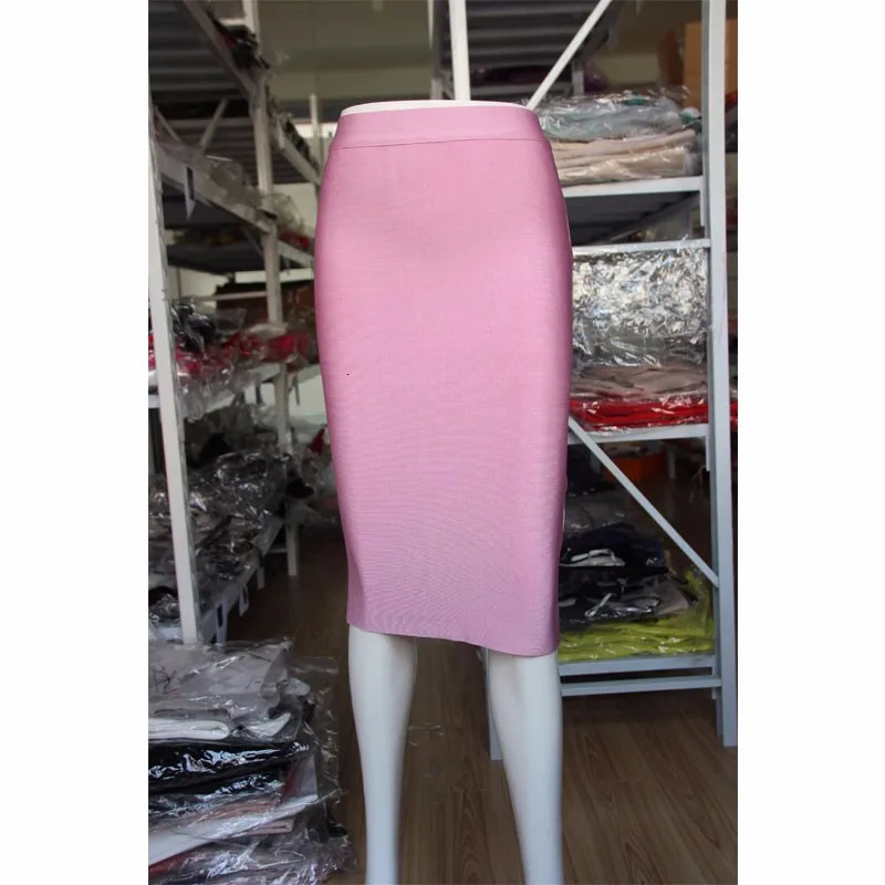 16 Colors High Quality Tight Pink Green Black Rayon Knee Length Bandage Skirt Night Club Party Skirt 251028