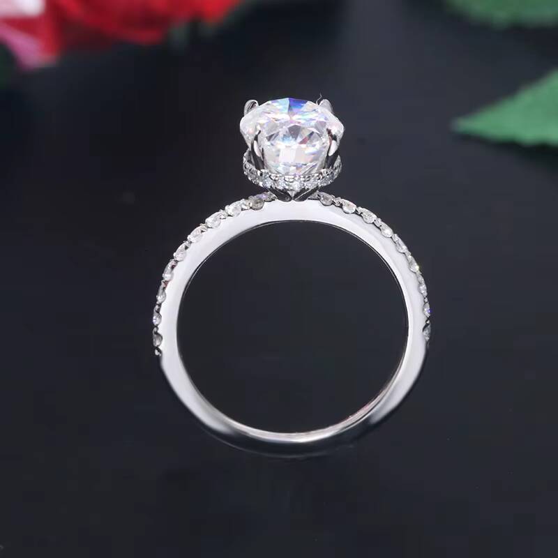 Yingma Trendy Engagement Rings with GRA Certificate 2ct Oval Gold Solitaire Moissanite Ring Hidden halo