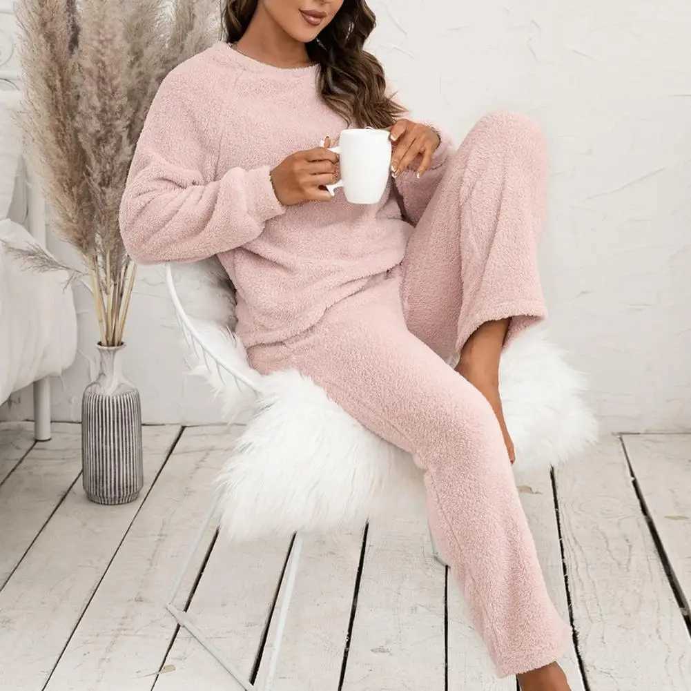 Purple Flannel Women Pajamas Sets Autumn Winter Long Sleeves Long Pants Casual Sleepwears Soft Pijamas Comfy Pyjamas CozyT251029