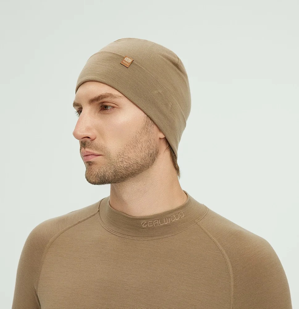 ZEALWOOD Merino Wool Beanie Mens Womens Hat Warm Winter Skiing Mask Cycling Cap Elastic Scarf Soft Bonnet Casual 251013